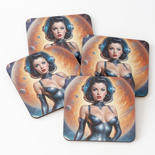 Item preview, Retro Alien Pin Up Astronaut designed and sold by MissSaylor.