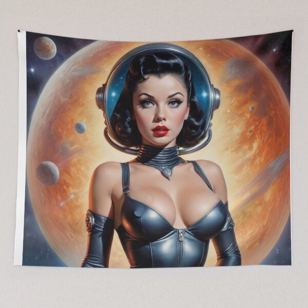 Item preview, Retro Alien Pin Up Astronaut designed and sold by MissSaylor.