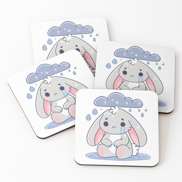 Item preview, Depressed/Anxious Bunny Under Rain Cloud designed and sold by EnchantedGremlinLoot.