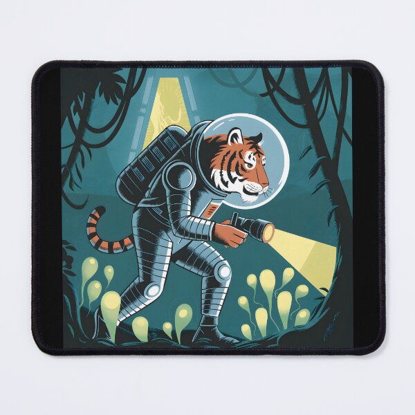 Item preview, Retro Sci-Fi Tiger Astronaut Jungle Expedition designed and sold by Into The Rabbit Hole.