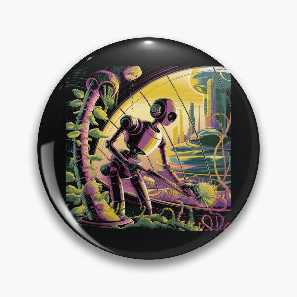 Item preview, Retro Futuristic Robot Gardener in Space Greenhouse designed and sold by Into The Rabbit Hole.