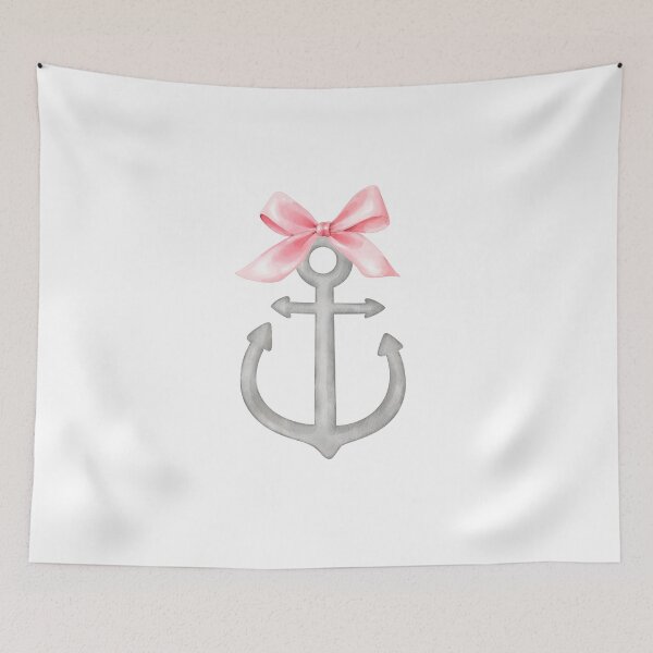 Item preview, Watercolor Anchor with Pink Bow – Coquette Nautical Summer Aesthetic designed and sold by DivinePassion.