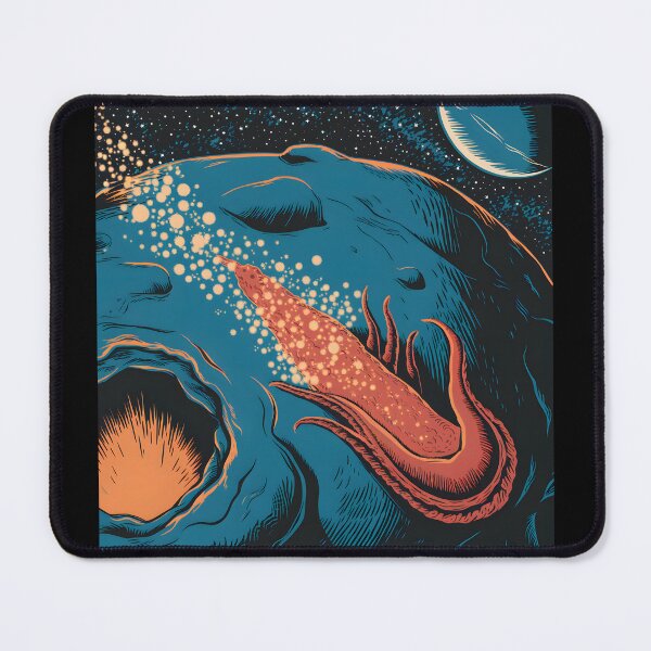 Item preview, Retro Sci-Fi Space Slug Emerging from Asteroid designed and sold by Into The Rabbit Hole.