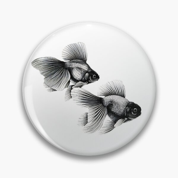 Item preview, Black and White Goldfish Gyotaku Stylization. designed and sold by Anthony Seeker.