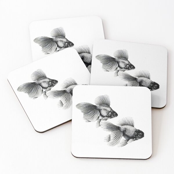 Item preview, Black and White Goldfish Gyotaku Stylization. designed and sold by Anthony Seeker.