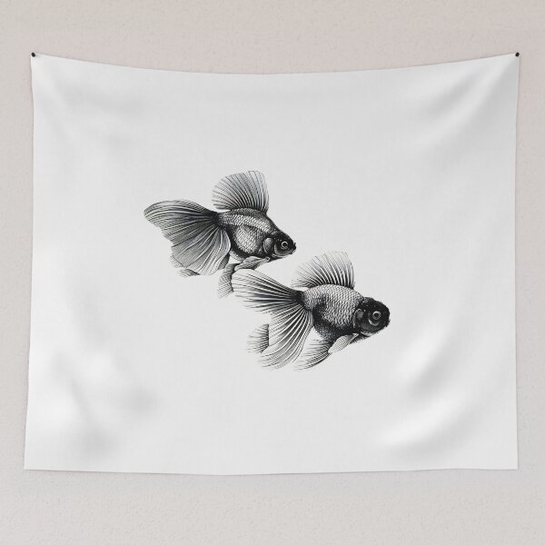 Item preview, Black and White Goldfish Gyotaku Stylization. designed and sold by Anthony Seeker.