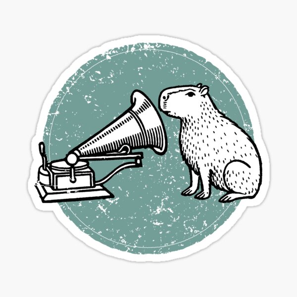 Item preview, Vintage Phonograph & Capybara Parody: Genius RetroTech Humor for Music Collectors designed and sold by H Jonas.