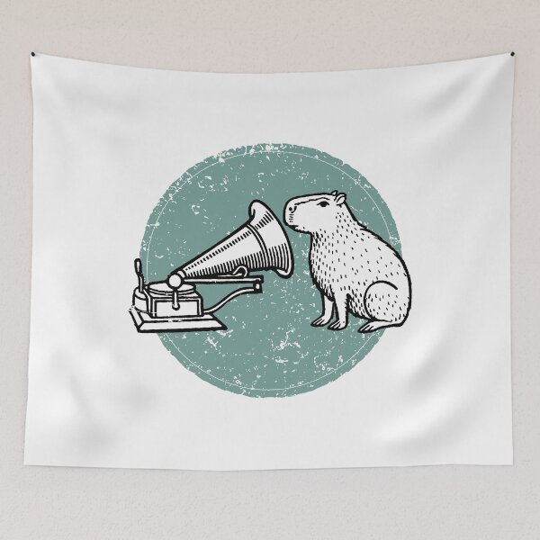 Item preview, Vintage Phonograph & Capybara Parody: Genius RetroTech Humor for Music Collectors designed and sold by H Jonas.