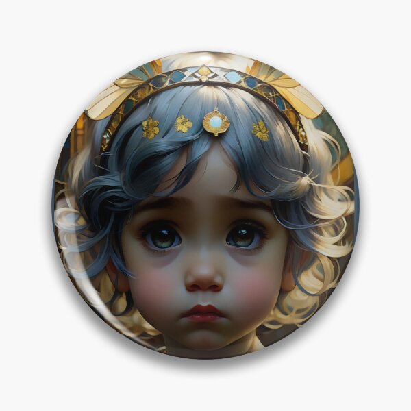 Item preview, Fantasy Kawaii Girl Art with Butterfly Crown - Innocent Child Fairy Portrait designed and sold by Sandy Richter.