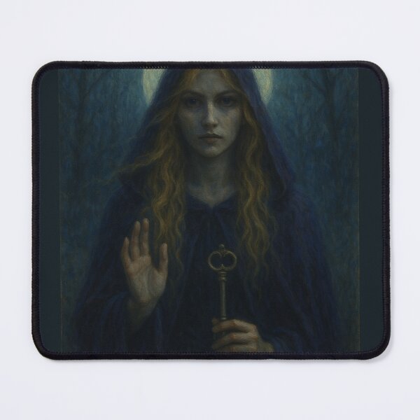 Item preview, Mystical Woman with Key and Halo in the Forest designed and sold by Lacritsa .