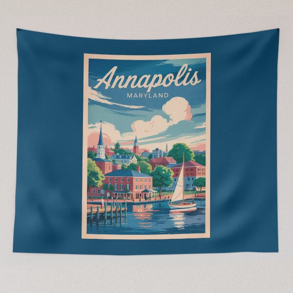 Item preview, Annapolis Maryland Skyline Travel Art Vintage designed and sold by KrisSidDesigns.