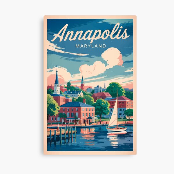 Item preview, Annapolis Maryland Skyline Travel Art Vintage designed and sold by KrisSidDesigns.
