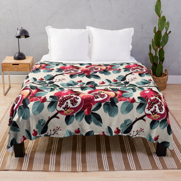 Item preview, Pomegranate Blossoms Botanical Fruit Pattern designed and sold by Canvas-Whispers.