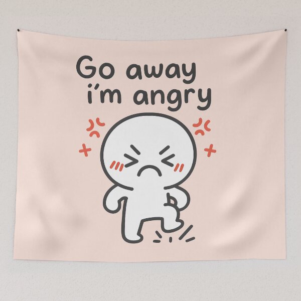 Item preview, Funny Angry Cartoon Character Saying "Go Away I'm Angry" – Kawaii Mood Expression Design designed and sold by Animepic222.