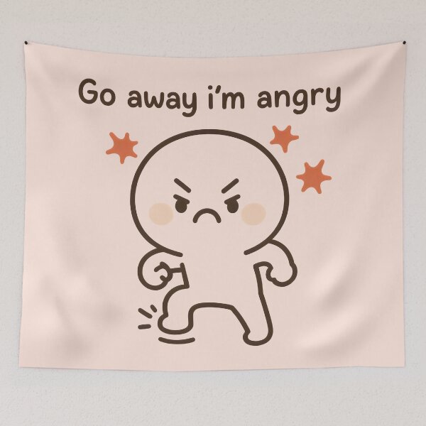Item preview, Funny Angry Cartoon Character Saying "Go Away I'm Angry" – Kawaii Mood Expression Design designed and sold by Animepic222.