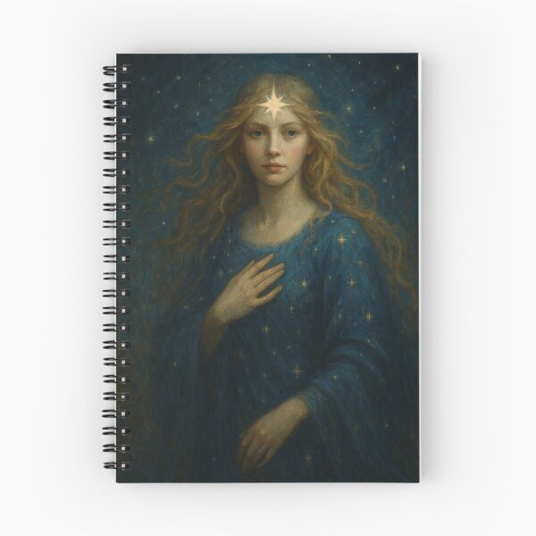 Item preview, Mystical fantasy woman with glowing star on forehead and starry night sky background designed and sold by Lacritsa .