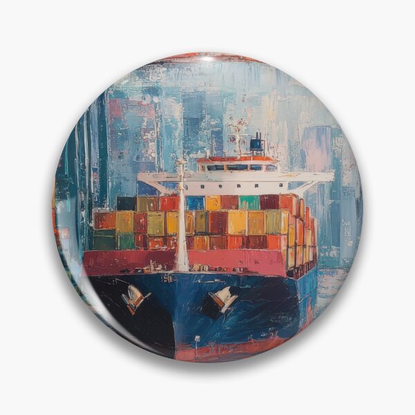 Item preview, Colorful Container Ship Port Painting – Urban Maritime Abstract Art designed and sold by AchaRat.