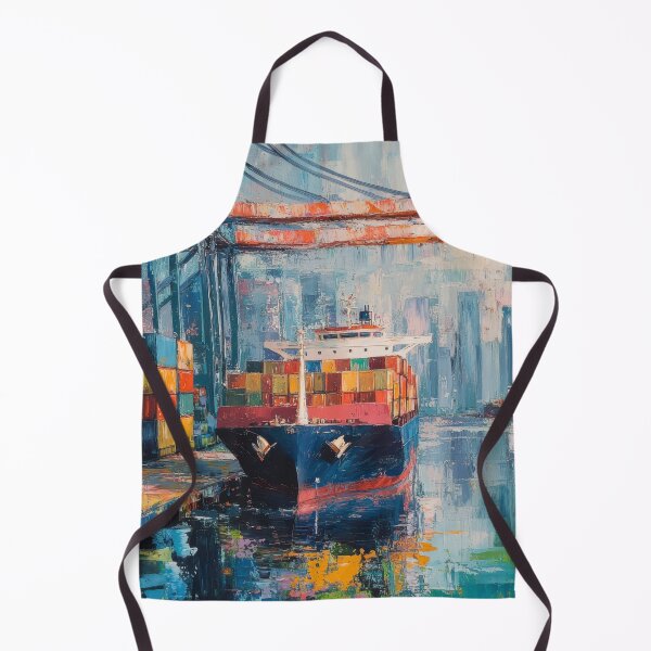 Item preview, Colorful Container Ship Port Painting – Urban Maritime Abstract Art designed and sold by AchaRat.