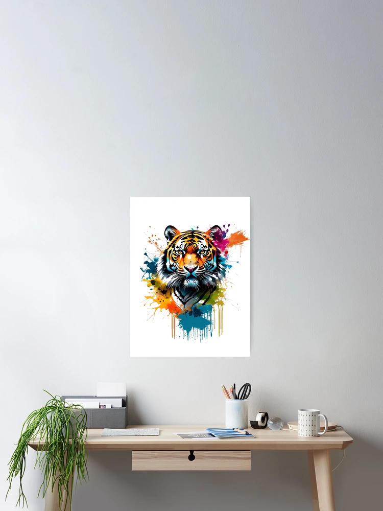 Thumbnail 2 of 3, Poster, Tiger in Splashed Colors designed and sold by RWCarpenter.