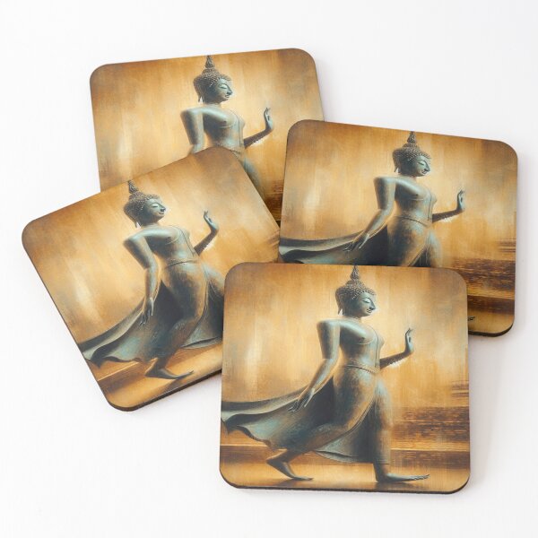 Item preview, Golden Stillness – Impressionist Sukhothai Walking Buddha designed and sold by Naomi Gutierrez Parrish.