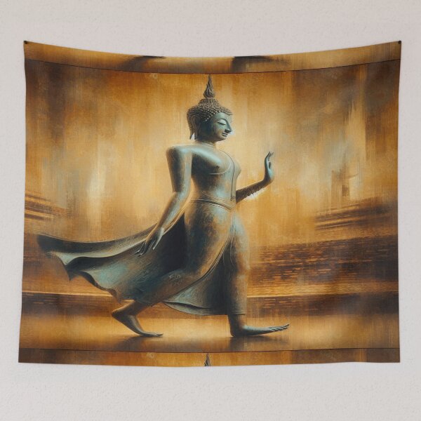 Item preview, Golden Stillness – Impressionist Sukhothai Walking Buddha designed and sold by Naomi Gutierrez Parrish.