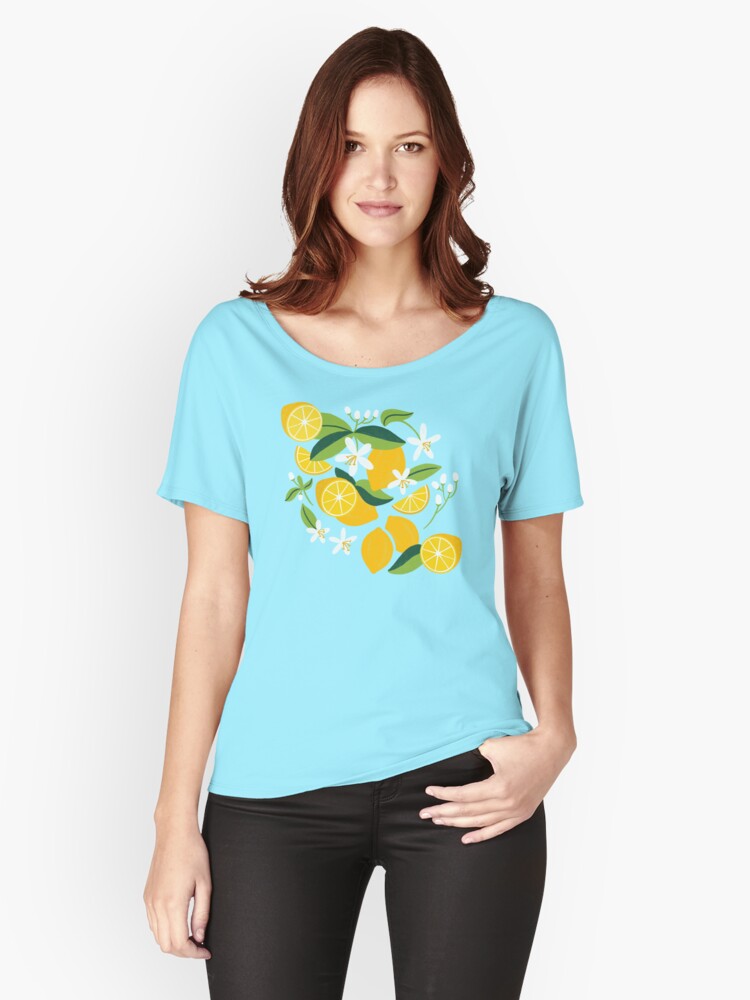 Thumbnail 1 of 3, Relaxed Fit T-Shirt, Lemon Flower Blossom designed and sold by RegionDesign.