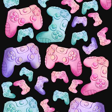 Artwork thumbnail, Game controllers - black bg by PastelFright