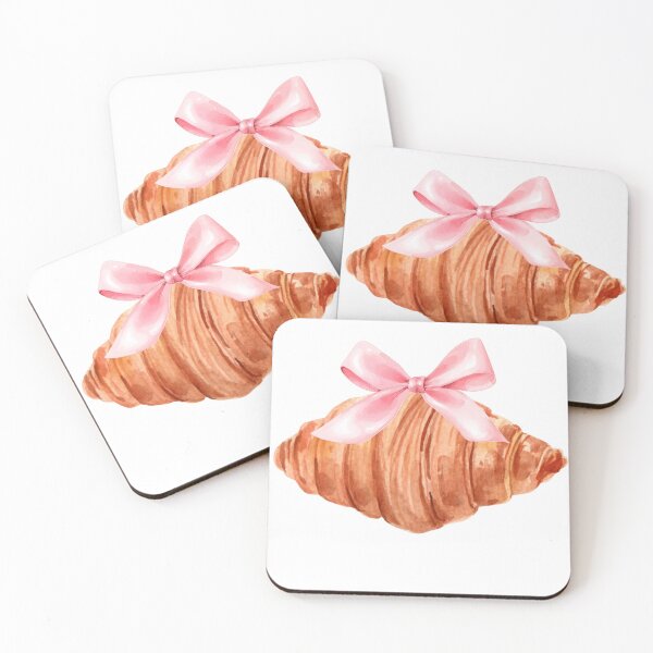 Item preview, Flaky Croissant with Pink Bow – Coquette Parisian Brunch Aesthetic Watercolor designed and sold by DivinePassion.