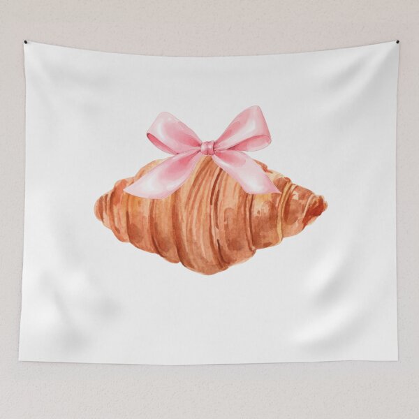 Item preview, Flaky Croissant with Pink Bow – Coquette Parisian Brunch Aesthetic Watercolor designed and sold by DivinePassion.