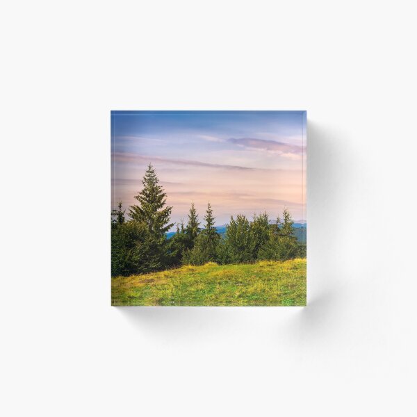 forested hills over the Brustury valley at dusk Acrylic Block