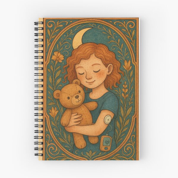 Item preview, T1D Kid with Teddy Bear and Insulin Pump in Art Nouveau Frame designed and sold by Lacritsa .