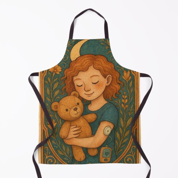 Item preview, T1D Kid with Teddy Bear and Insulin Pump in Art Nouveau Frame designed and sold by Lacritsa .