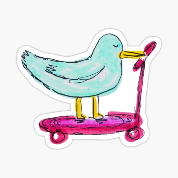 Vista previa del artículo con la obra «Pájaro en scooter WOOO», diseñado y vendido por livebrave3.