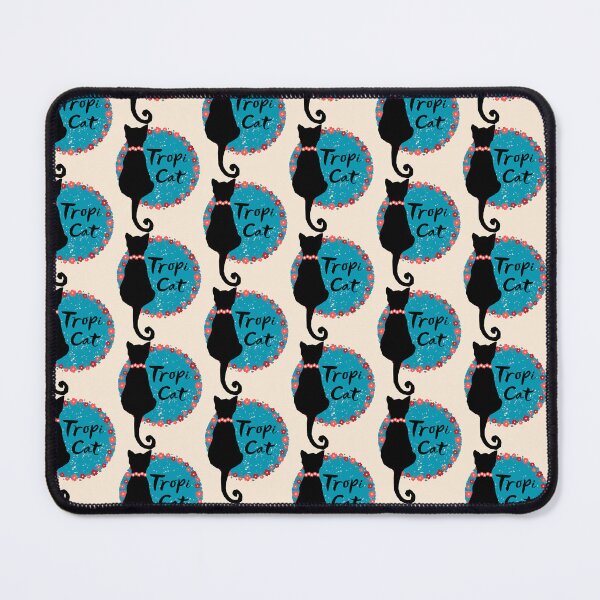 Item preview, Tropi Cat - Black Cat with Aqua Background and flower boarder designed and sold by OozingOut.