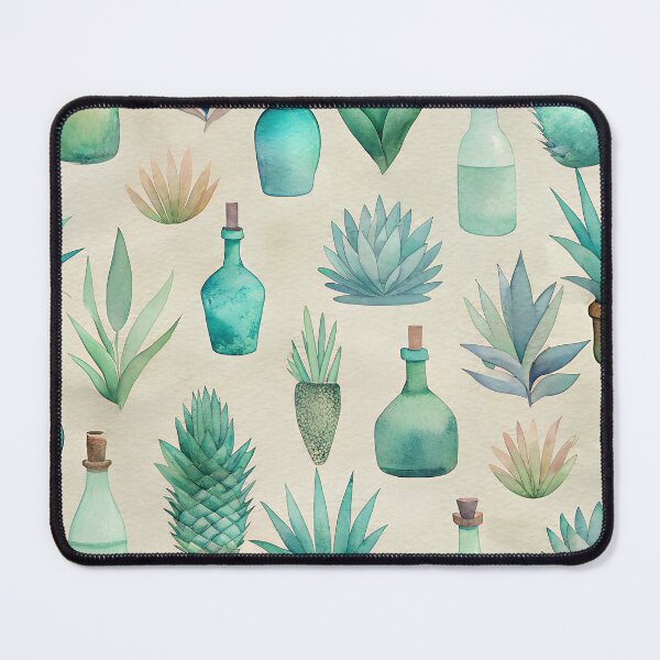 Item preview, cute tequila bottles and gave plants watercolor print designed and sold by dulceguavashop.