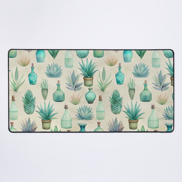 Item preview, cute tequila bottles and gave plants watercolor print designed and sold by dulceguavashop.