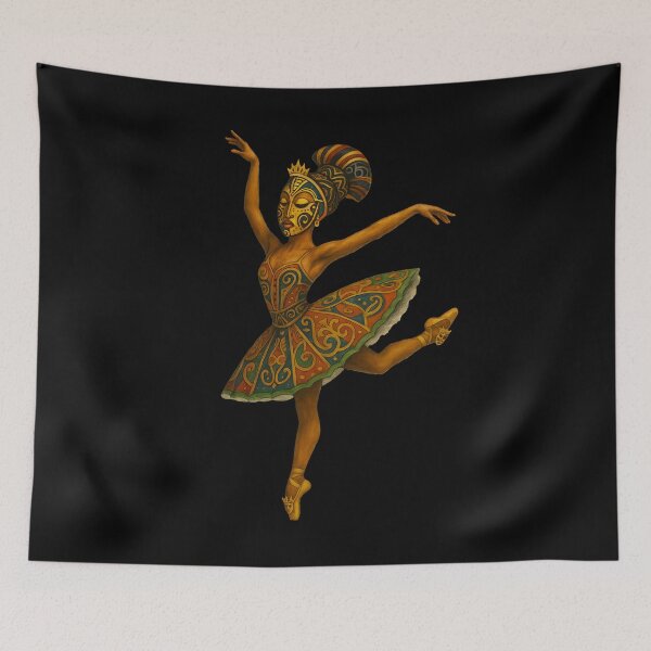 Item preview, African Tribal Mask Ballerina | Cultural ballet dancer Art Design on Apparel & Gifts designed and sold by DrawHandArt.