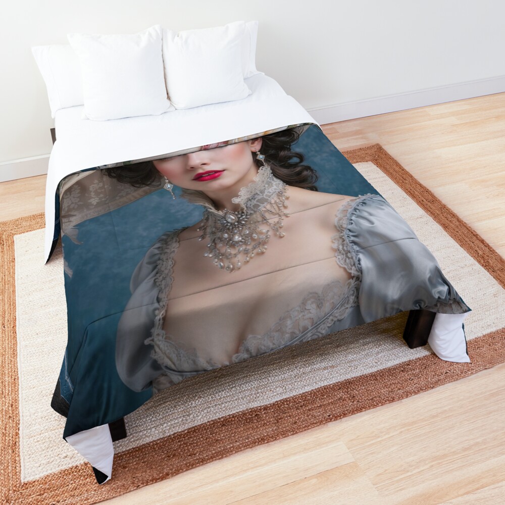 A Portrait of Eloise d'Armentière: An Ode to Classic Elegance AI Concept Art by Xzendor7 | Beauty Of A Bygone Era 3 A Portrait of Eloise d'Armentière, An Ode to Classic Elegance Mesmerizing AI Concept Art by Xzendor7 Decorative Art Print Comforter