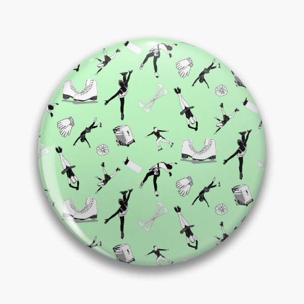 Item preview, Figure Skating Female Silhouettes and Accessories on Pastel Green designed and sold by PD-Skating.