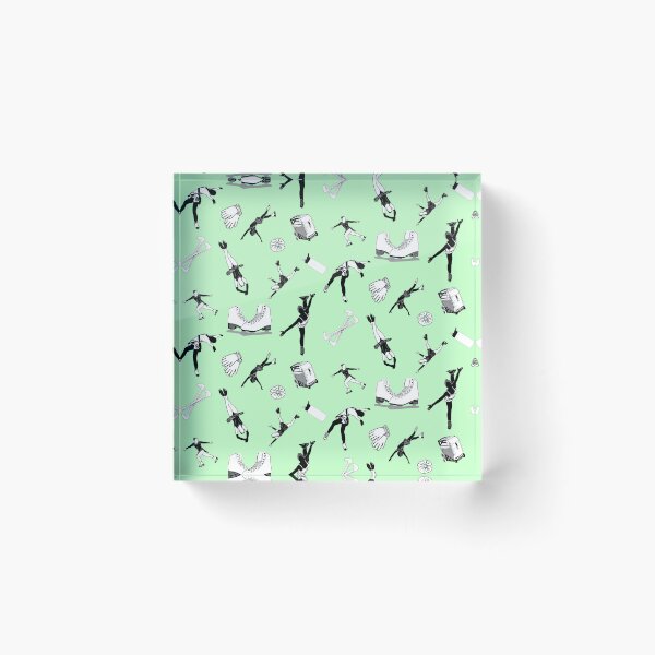 Item preview, Figure Skating Female Silhouettes and Accessories on Pastel Green designed and sold by PD-Skating.