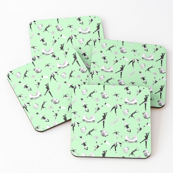 Item preview, Figure Skating Female Silhouettes and Accessories on Pastel Green designed and sold by Purposely Designed.