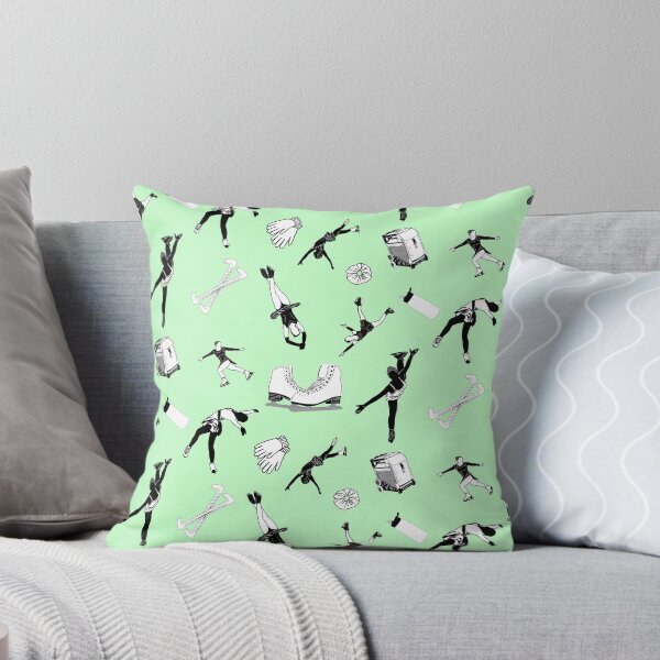 Item preview, Figure Skating Female Silhouettes and Accessories on Pastel Green designed and sold by PD-Skating.