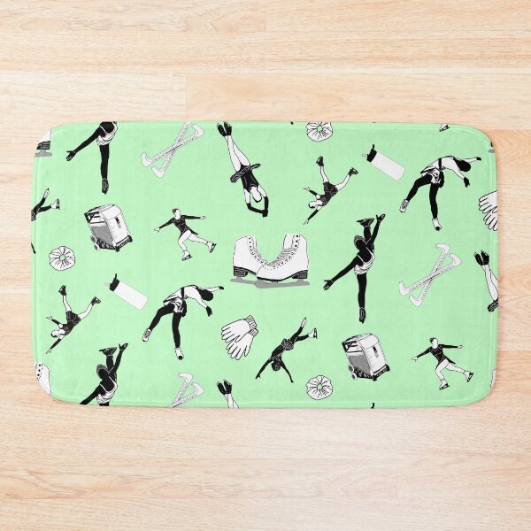 Item preview, Figure Skating Female Silhouettes and Accessories on Pastel Green designed and sold by Purposely Designed.