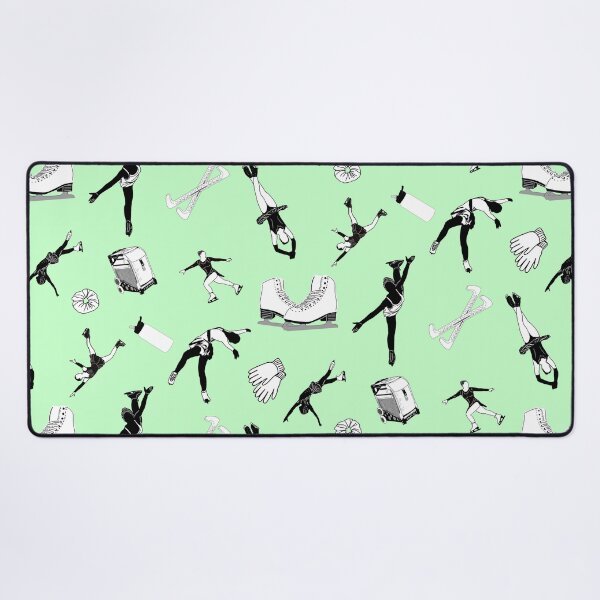 Item preview, Figure Skating Female Silhouettes and Accessories on Pastel Green designed and sold by PD-Skating.
