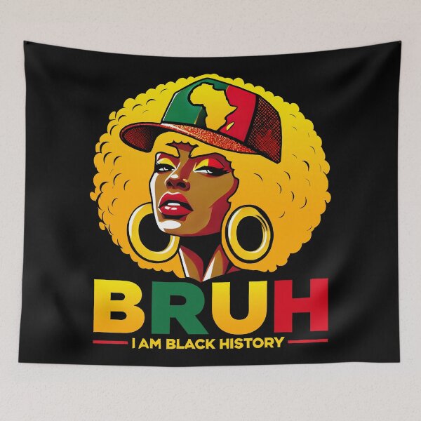 Item preview, Afro Woman Art - Bruh I Am Black History - Bold African Heritage Statement Design designed and sold by DrawHandArt.
