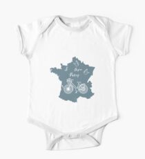 Map of France, bicycle, pigeons. One Piece - Short Sleeve
