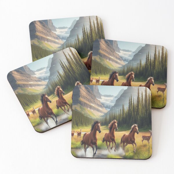 Item preview, Mustangs Running Glacier National Park designed and sold by MajesticPx.