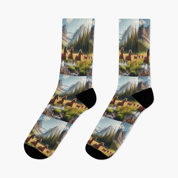 Item preview, Mustangs Running Glacier National Park designed and sold by MajesticPx.