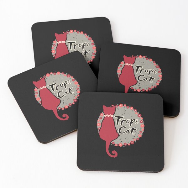 Item preview, Tropi Cat - Red Cat with Taupe Background and Flower Boarder designed and sold by OozingOut.