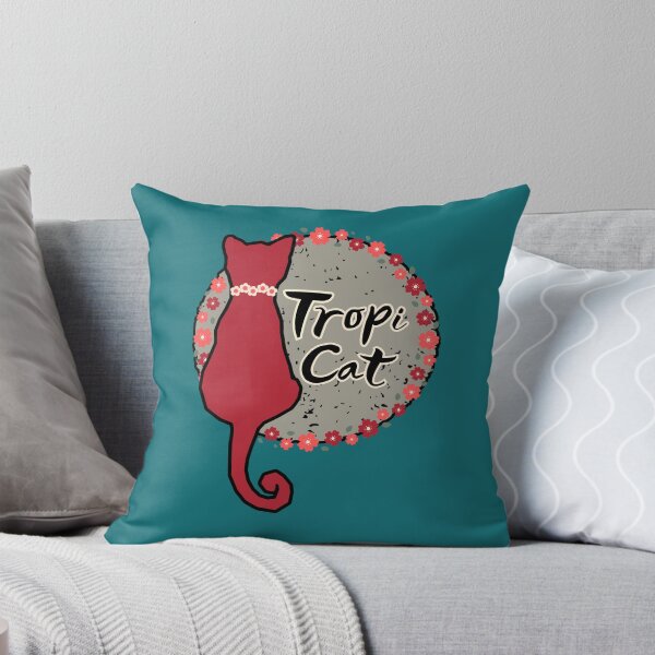 Item preview, Tropi Cat - Red Cat with Taupe Background and Flower Boarder designed and sold by OozingOut.